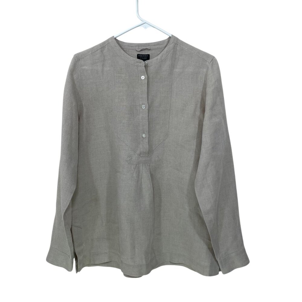 J. Crew Stone cream/ beige Linen Henley Blouse